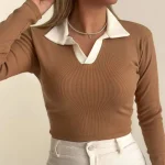 بلوز یقه شکاری استین بلند (پک 5 عددی)